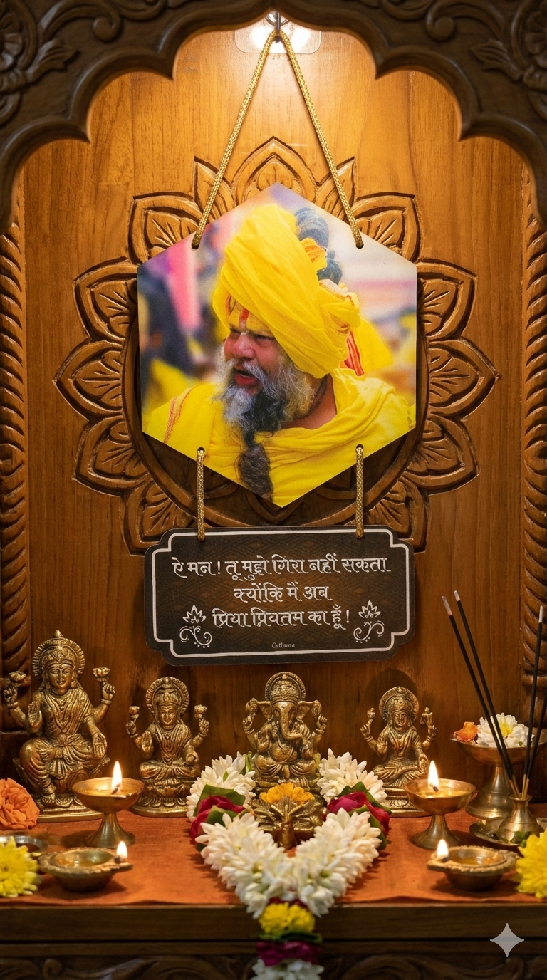 Premanand Ji Maharaj Wall Hanging with Powerful Hindi Quote | Positive Vibes for Living Room, Home Temple