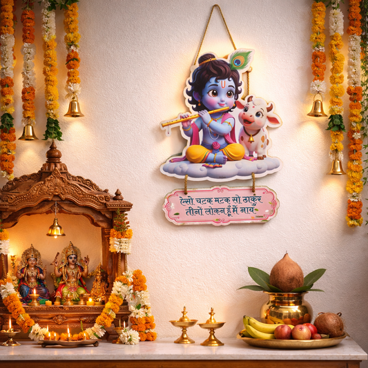 Baby Krishna Wall Hanging  | Krishna Wall Art for Living Room, Home Temple & Janmastmi Decoration