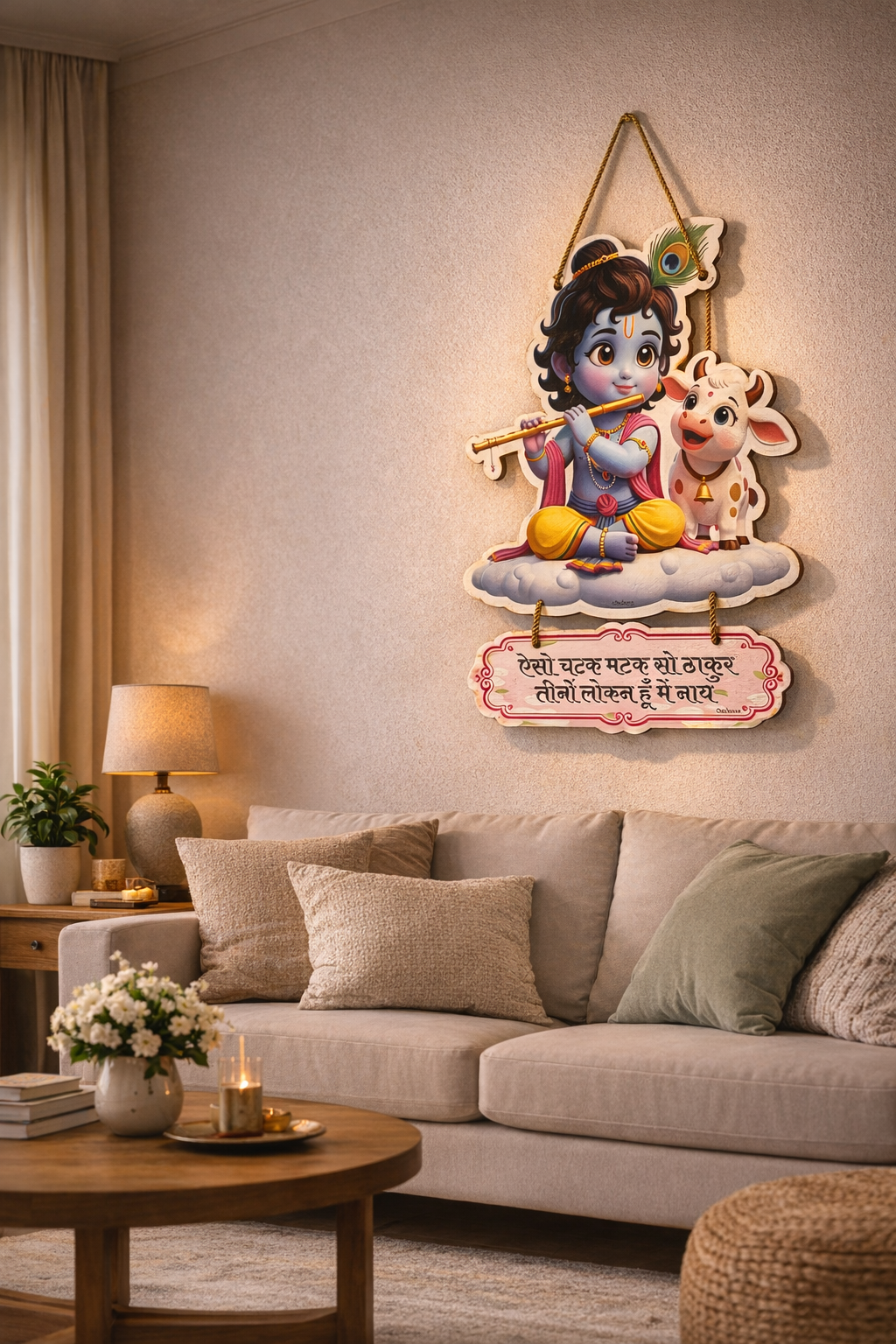 Baby Krishna Wall Hanging  | Krishna Wall Art for Living Room, Home Temple & Janmastmi Decoration