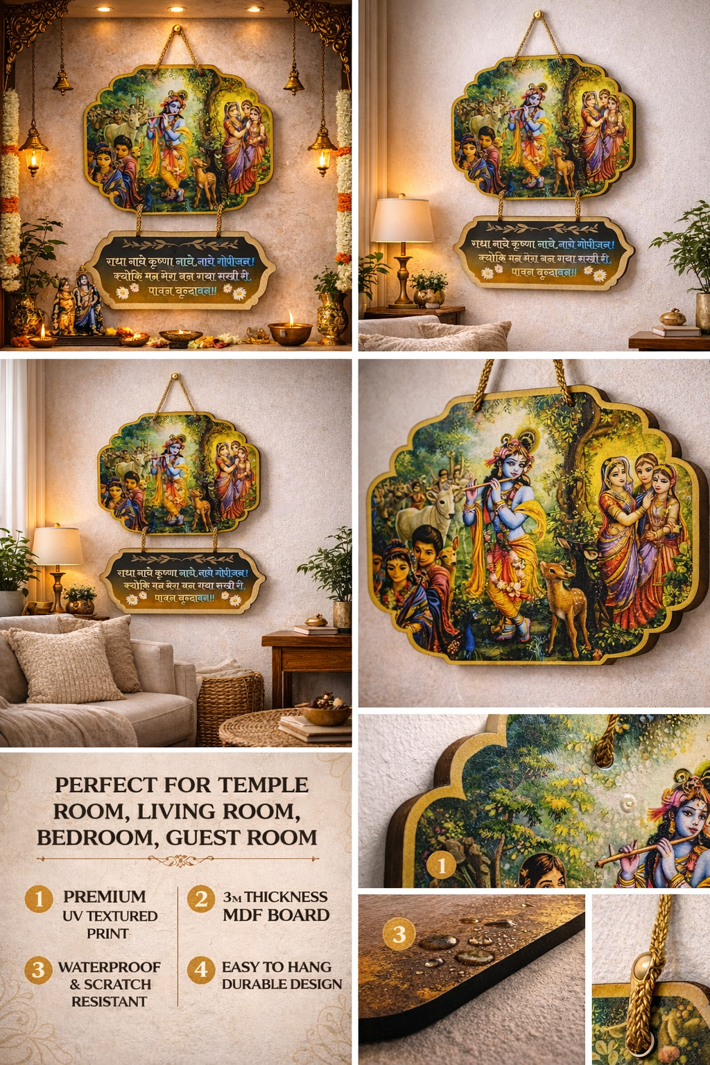 Decorative Radha Krishna Wall Hanging with Ashtsakhi Vrindavan Theme | Best Home Temple Decor Gift Item